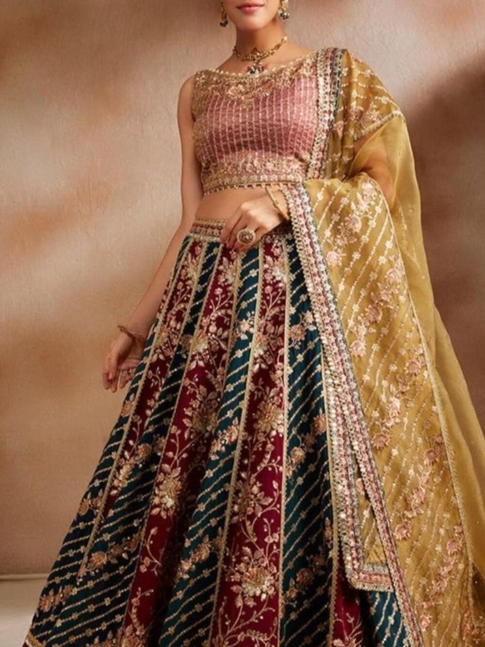 Lashkaraa's Multicolor Embroidered Georgette Lehenga
